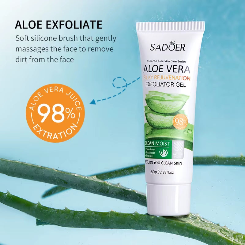 SADOER Exfoliating Aloe Vera Gel Facial Cleanser Deep Cleansing Exfoliant Gentle Tender Face Exfoliation Facial Exfoliator