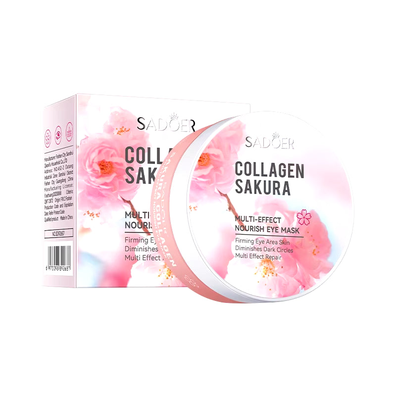 60Pcs SADOER Sakura Collagen Eye Mask anti Dark Circles Eyes Bags Removal Moisturizing Firming Eye Patches Skin Care for Eyes