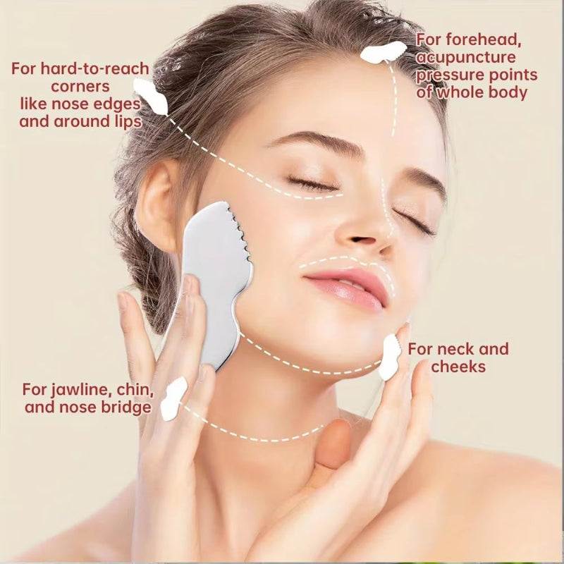 New Stainless Steel Body Facial Gua Sha Tool Facial & Neck Massage Tool for Blood Circulation Body Lymphatic Drainage Massager