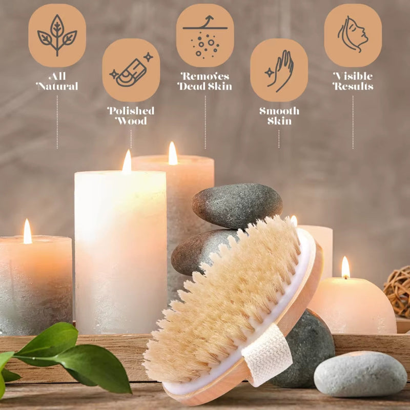 Dry Brushing Body Exfoliating Brush Natural Bristle Bath Brush for Remove Dead Skin Bath Shower Massage Brush Skin Care Tool