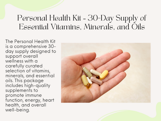 Vital Bulk Personal Health Kit - 30-Day Supply | Complete Vitamin, Mineral & Essential Oil Supplement Pack for Immune Support, Energy & Wellness