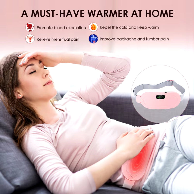 Electric Heating Pad Women Vibrator Period Pain Relief Device Menstrual Cramp Massager Blood Circulation Abdominal Belt Warmer