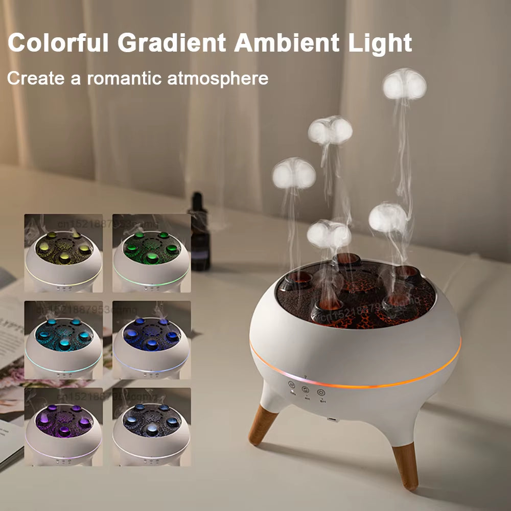 Fragrance Diffuser Aroma Air Humidifier Mini Aromatherapy Essential Oil Diffuser Jellyfish Mist Maker with Light Remote Control