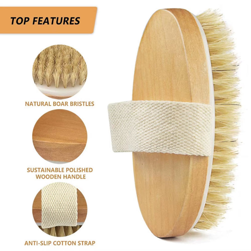 Dry Brushing Body Exfoliating Brush Natural Bristle Bath Brush for Remove Dead Skin Bath Shower Massage Brush Skin Care Tool