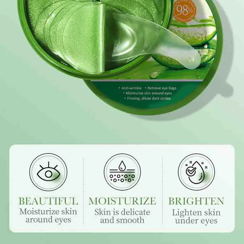 60Pcs Aloe Vera Collagen Eye Mask anti Dark Circles Removal Eyes Bags Moisturizing Firming Eye Patches Eyes Skin Care Products