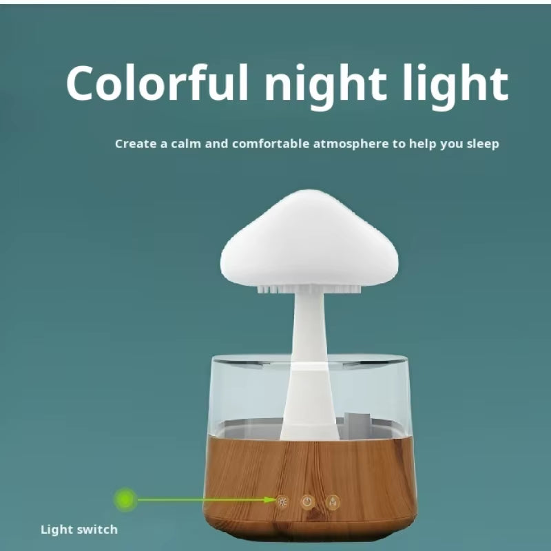 Smart Humidifier Mushroom Shape Colorful Raindrop Humidifier White Noise Humidifier for Sleeping