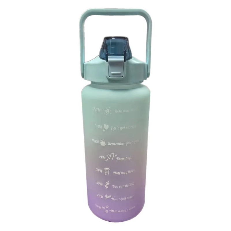 2L Drinking Bottle Water with Straw Leak-Proof Water Bottle Time Marking Sports Bottle for Hiking Fitness Outdoor Sports Cups