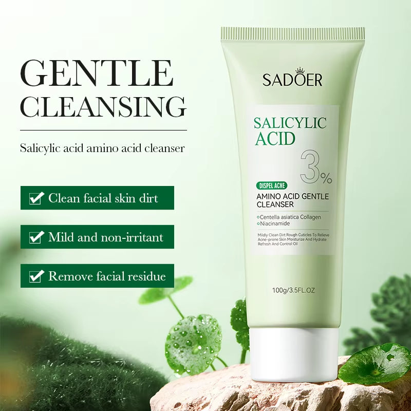 SADOER Salicylic Acid Facial Cleanser Face Wash Foam Face Cleanser Moisturizing Facial Cleansing Hydrating Skin Care Products